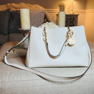 MICHAEL KORS  Leather Medium Cynthia Tote -White